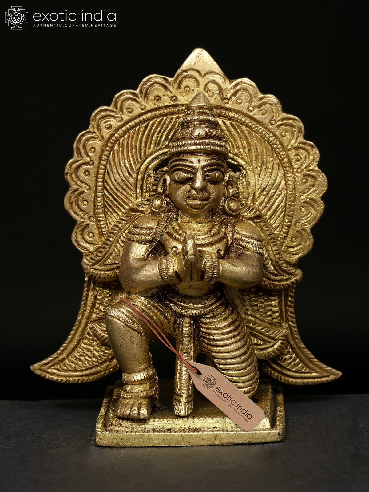 4" Sitting Garuda in Namaskar Gesture Brass Statue