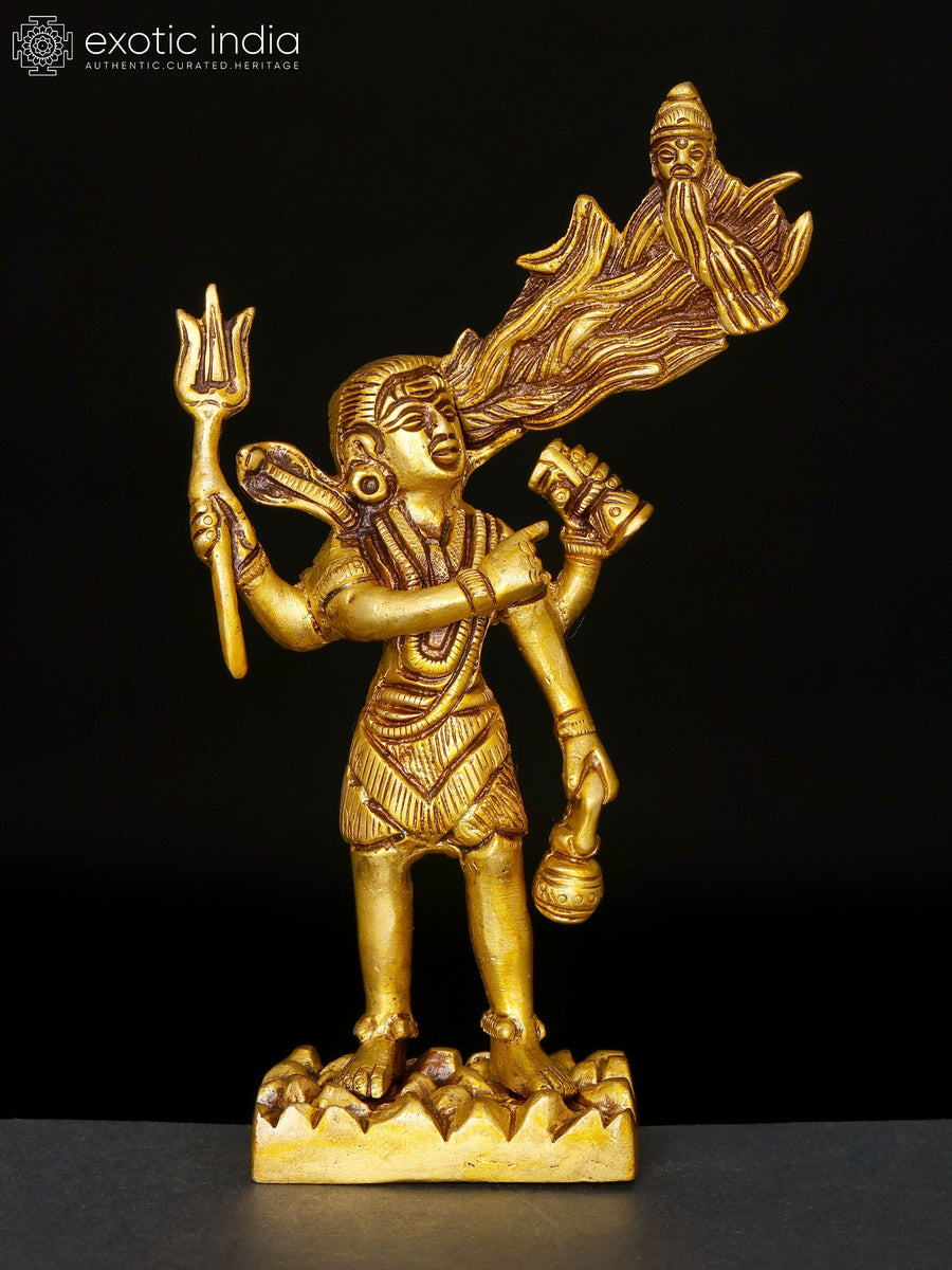 6" Descent of River Goddess Ganga into Lord Shiva's Hair Brass Statue