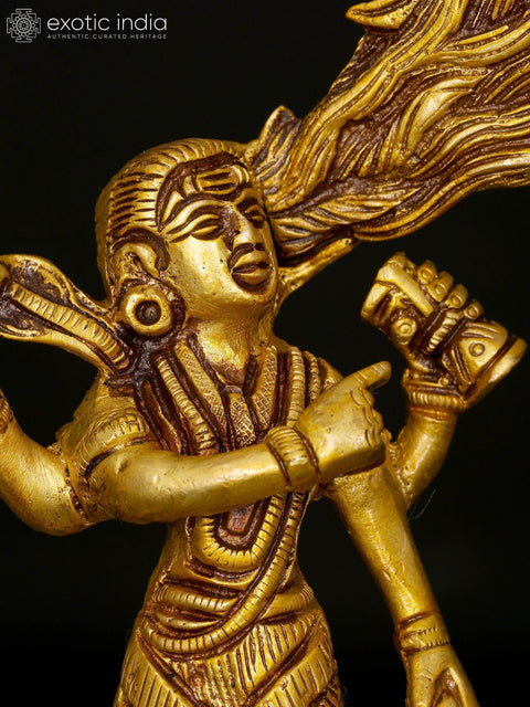 6" Descent of River Goddess Ganga Into The Hair of Lord Shiva | Brass Statue