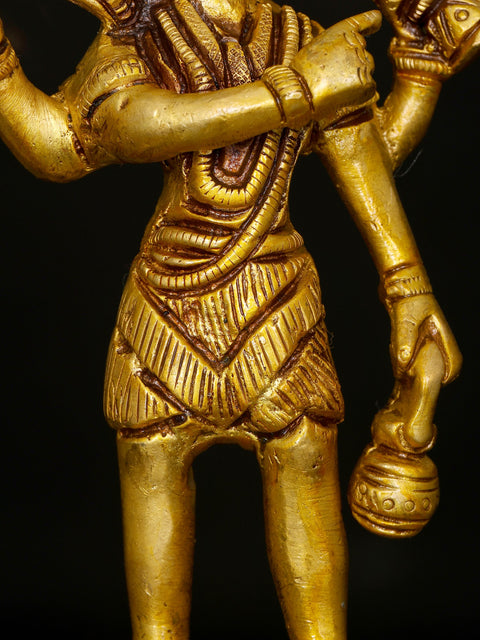 6" Descent of River Goddess Ganga Into The Hair of Lord Shiva | Brass Statue