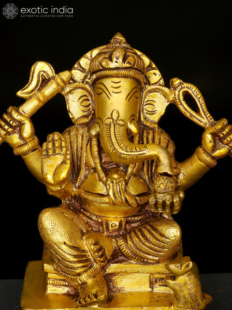 4" Small Set of Lakshmi Ganesha Saraswati | Brass Statues