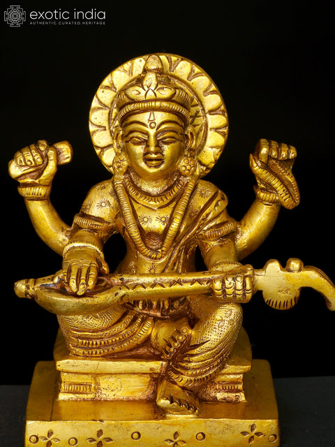 4" Small Set of Lakshmi Ganesha Saraswati | Brass Statues