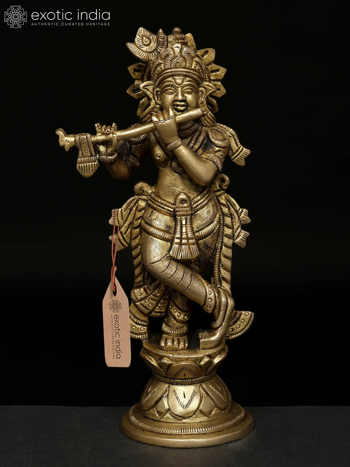 6" Small Fluting Lord Krishna | Brass Statue