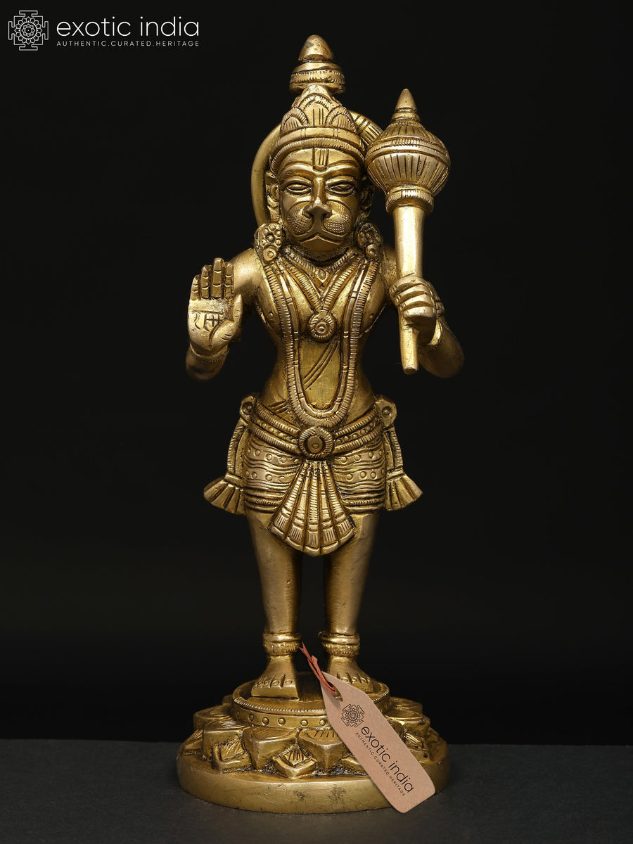 7" Brass Standing Lord Hanuman Idol for Pooja