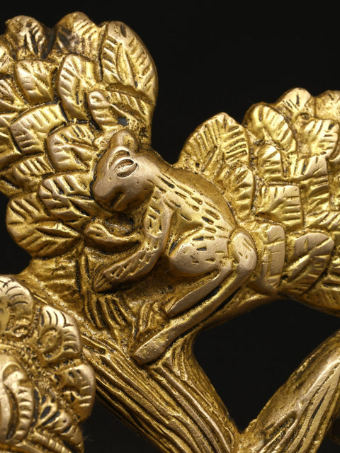 5" Small Radha Krishna Seated Under The Tree | Brass Idol