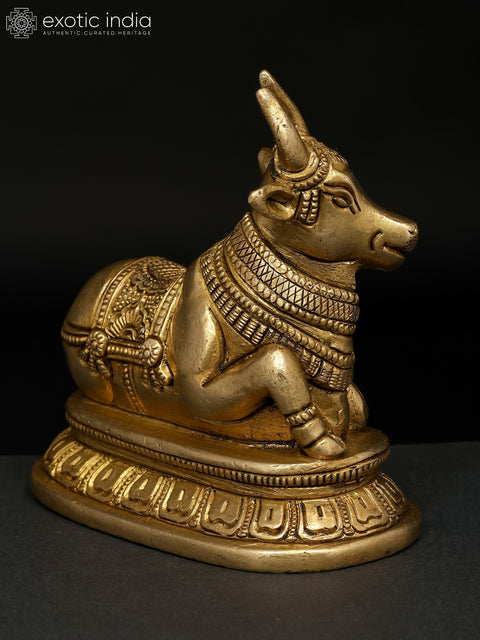 4" Sitting Nandi (Vahana of Lord Shiva) | Brass Statue
