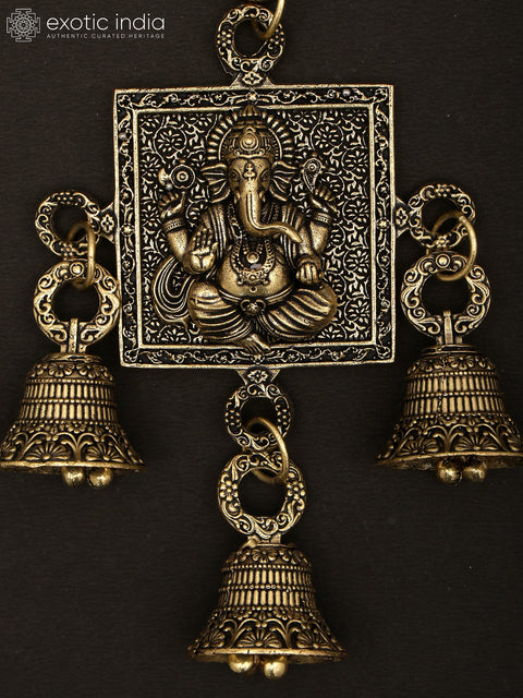 6" Superfine Pair of Ganesha Lakshmi Bells | Wall Hanging