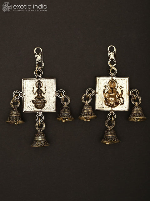 6" Superfine Pair of Ganesha Lakshmi Bells | Wall Hanging