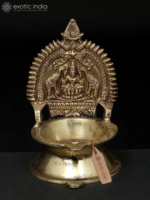 4" Small Gajalakshmi Diya in Brass