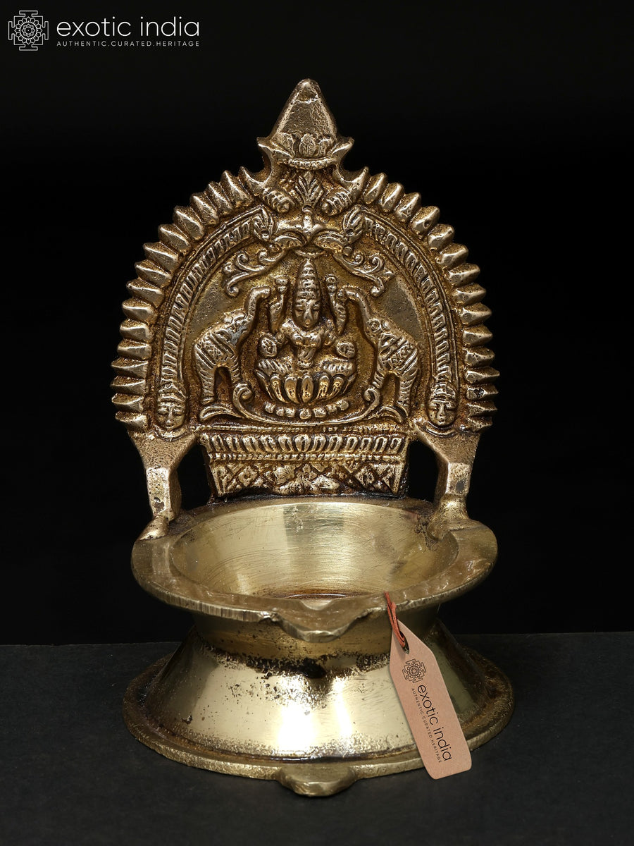 4" Gajalakshmi Brass Diya for Pooja