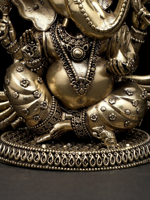 4" Small Superfine Turbaned Lord Ganesha | Brass Statue