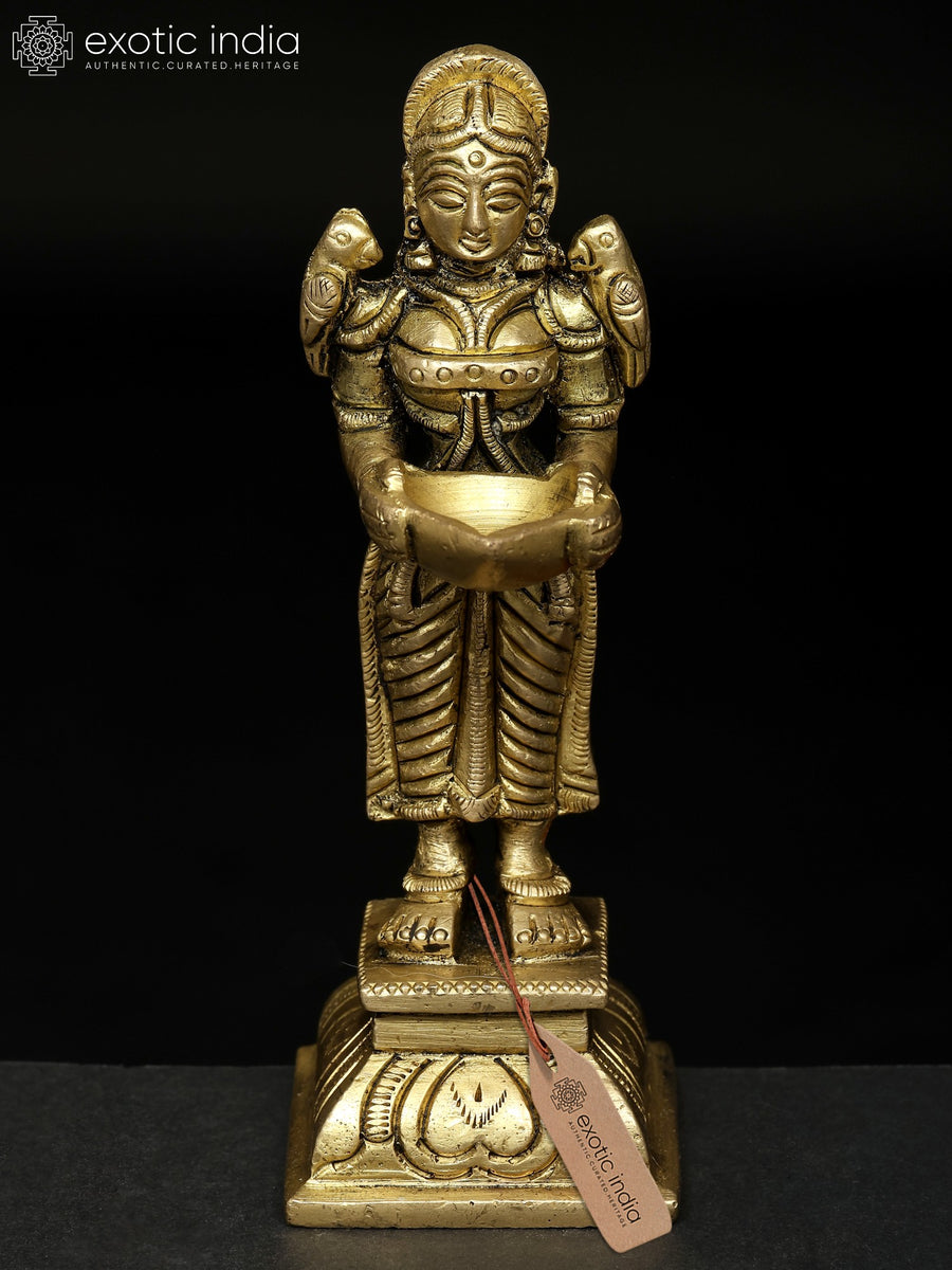 5" Small Deep Lakshmi Brass Statue for Pooja