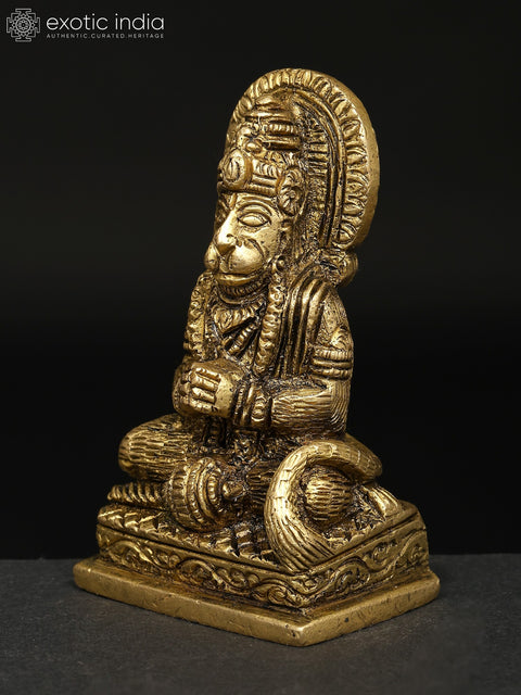 3" Small Sitting Lord Hanuman | Brass Idol