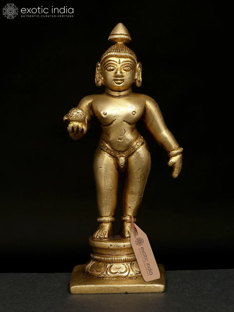 5" Small Standing Baby Krishna | Brass Statue