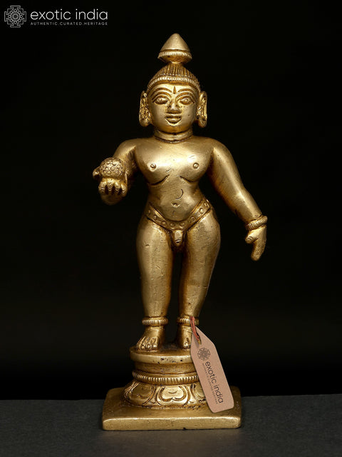 5" Small Standing Baby Krishna | Brass Statue