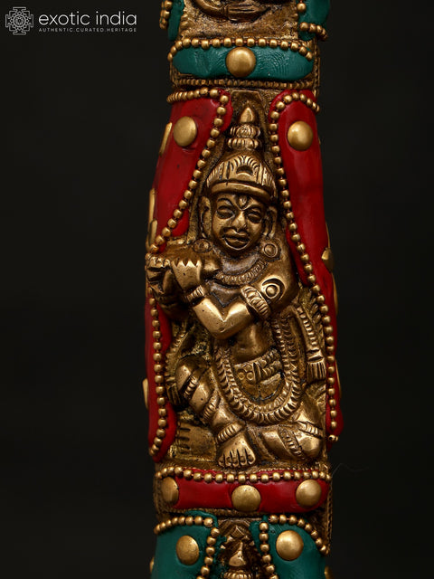 18" Lord Krishna as Shrinathji | Brass Statue with Inlay Work
