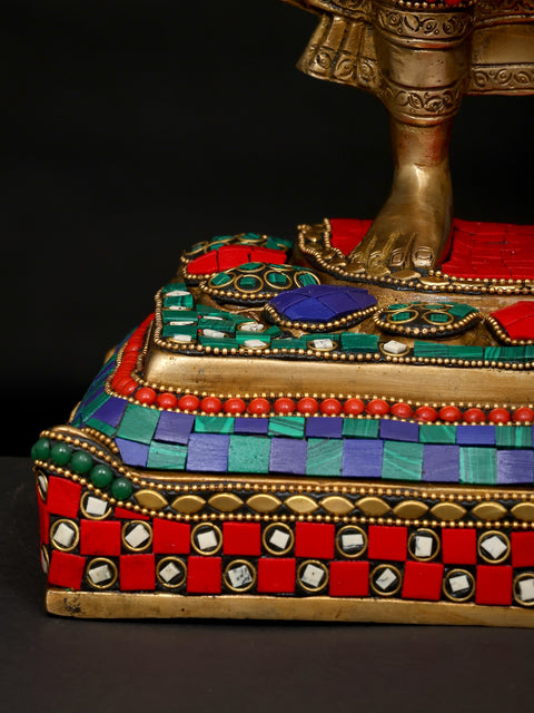 22" Standing Lord Buddha | Brass Statue with Inlay Work
