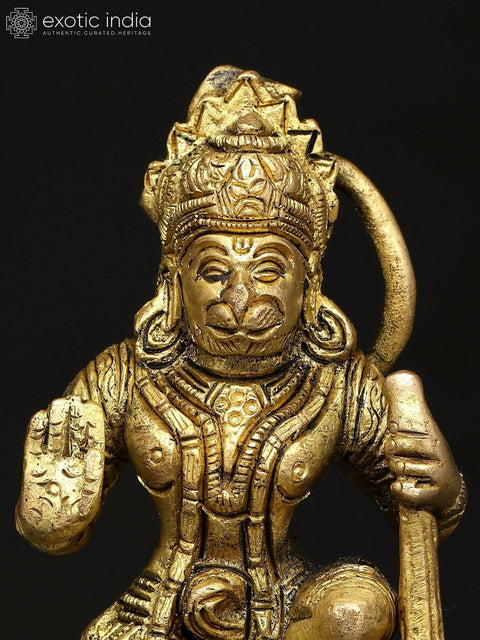 4" Small Sitting Lord Hanuman | Brass Idol