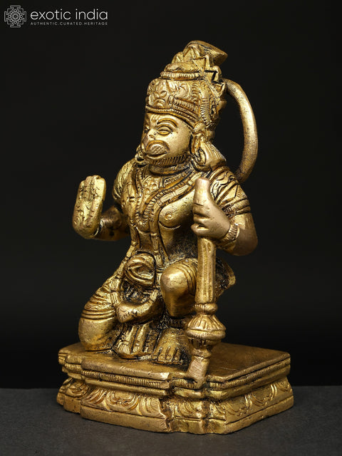 4" Small Sitting Lord Hanuman | Brass Idol