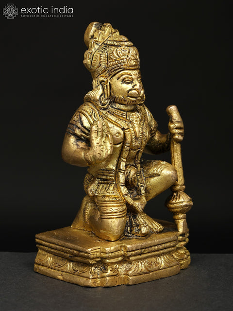 4" Small Sitting Lord Hanuman | Brass Idol