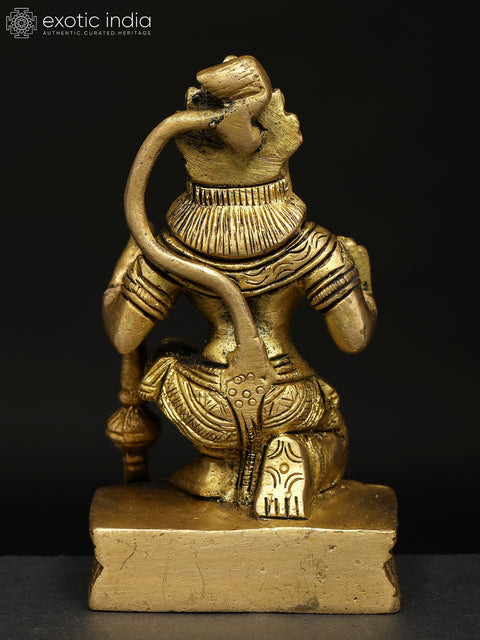 4" Small Sitting Lord Hanuman | Brass Idol