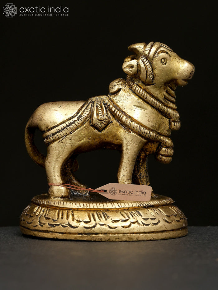 2" Small Nandi Vahana Brass Statue for Pooja