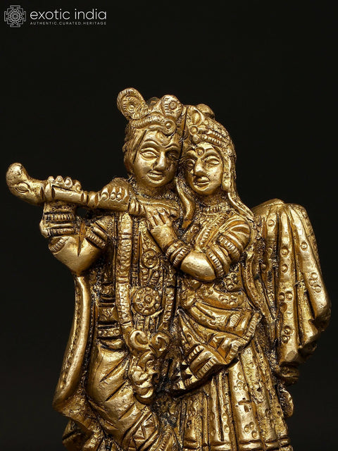 4" Small Radha Krishna Brass Idol | Made In India
