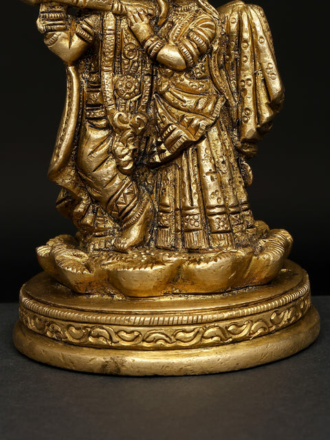 4" Small Radha Krishna Brass Idol | Made In India