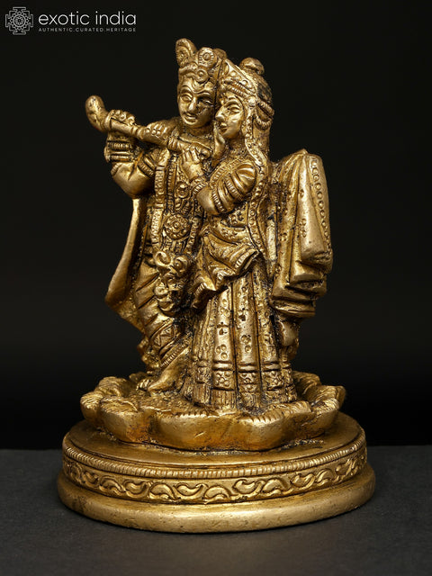 4" Small Radha Krishna Brass Idol | Made In India