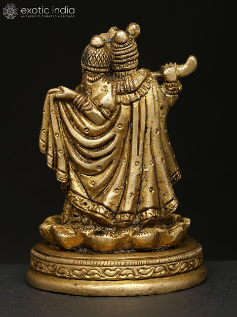 4" Small Radha Krishna Brass Idol | Made In India
