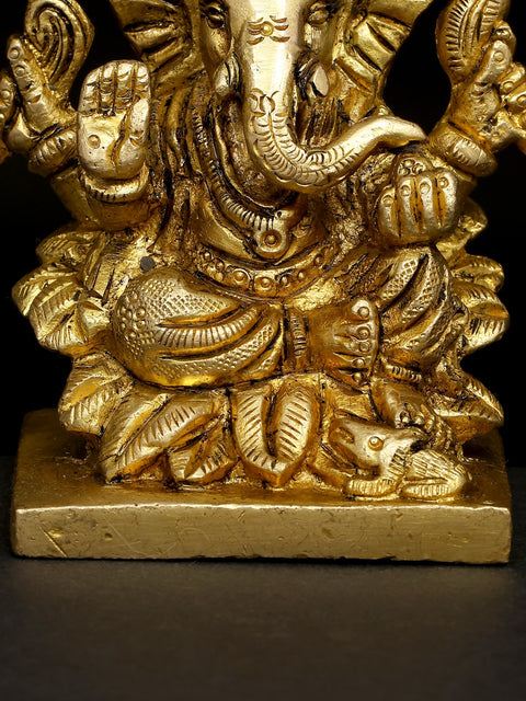 3" Small Four Armed Blessing Lord Ganesha | Brass Statue