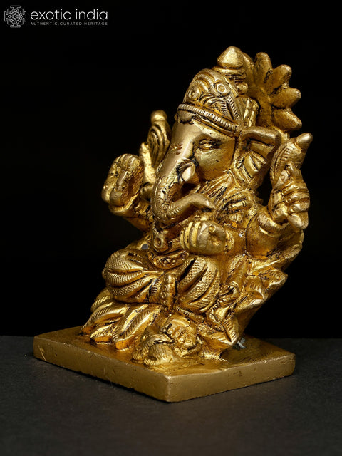 3" Small Four Armed Blessing Lord Ganesha | Brass Statue