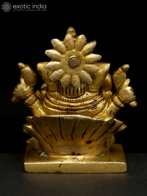 3" Small Four Armed Blessing Lord Ganesha | Brass Statue