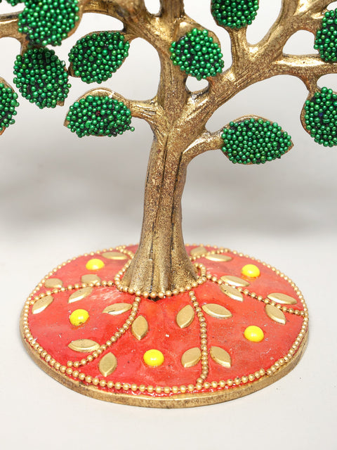 6" Small Brass Tree of Life with Inlay Work | Table Decor