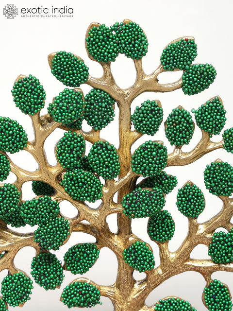 6" Small Brass Tree of Life with Inlay Work | Table Decor