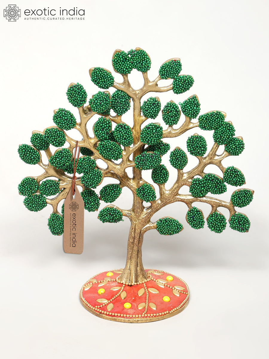 6" Brass Tree of Life Inlay Work Table Decor Statue