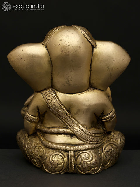 6" Small Sitting Blessing Lord Ganesha | Brass Statue