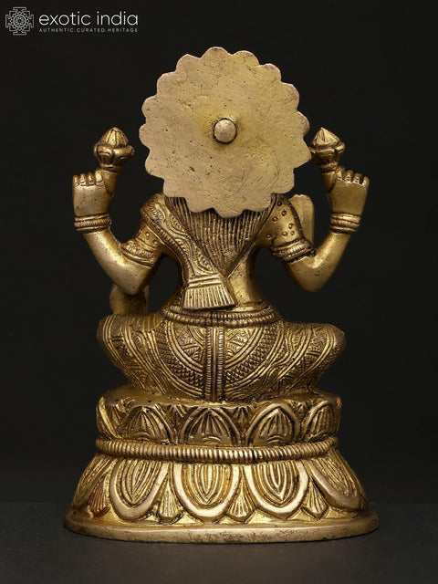 6" Small Four Armed Blessing Goddess Lakshmi | Brass Statue
