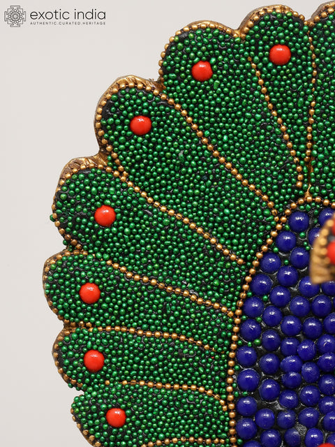 8" Pair of Peacocks | Brass Statues with Inlay Work | Home Decor