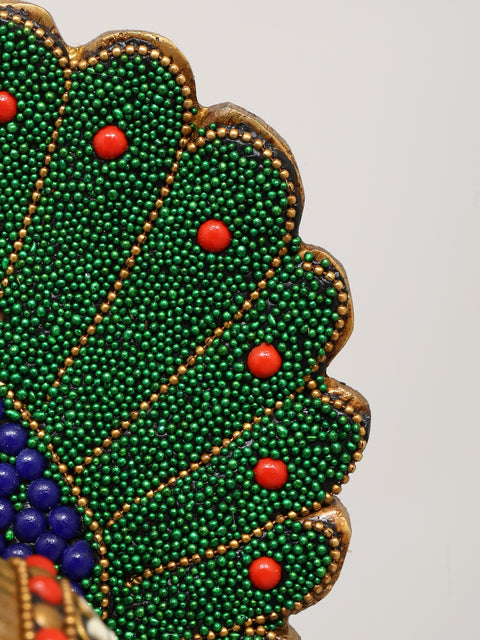 8" Pair of Peacocks | Brass Statues with Inlay Work | Home Decor