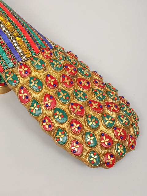 25" Beautiful Peacock | Brass Statue with Inlay Work | Home Decor