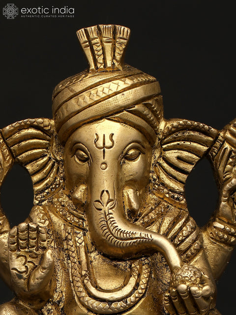 5" Small Pagadi Ganesha | Brass Statue