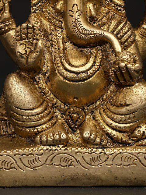 5" Small Pagadi Ganesha | Brass Statue