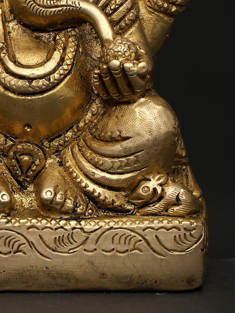 5" Small Pagadi Ganesha | Brass Statue