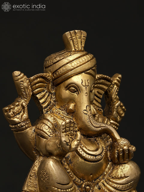 5" Small Pagadi Ganesha | Brass Statue