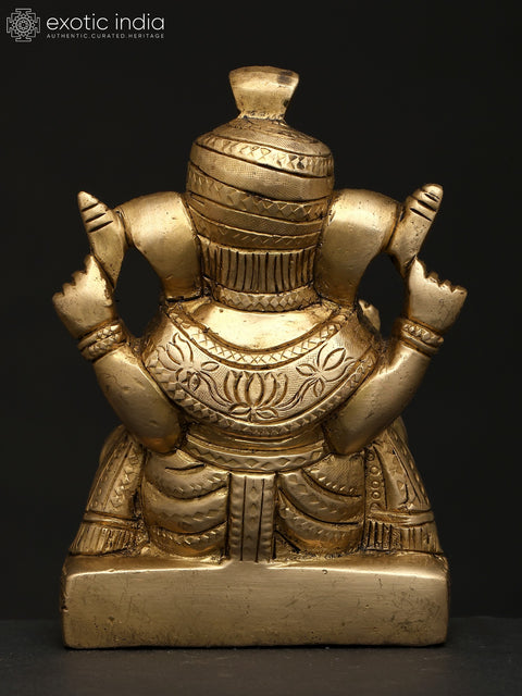 5" Small Pagadi Ganesha | Brass Statue