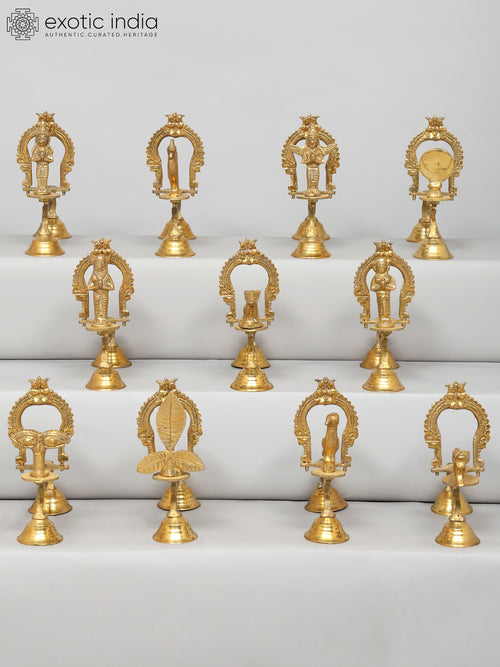 8" Brass Set of 11 Upacharas for Puja