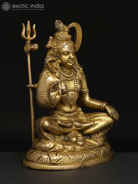 8" Blessing Lord Shiva | Brass Statue