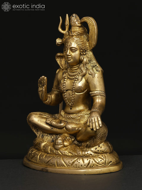8" Blessing Lord Shiva | Brass Statue