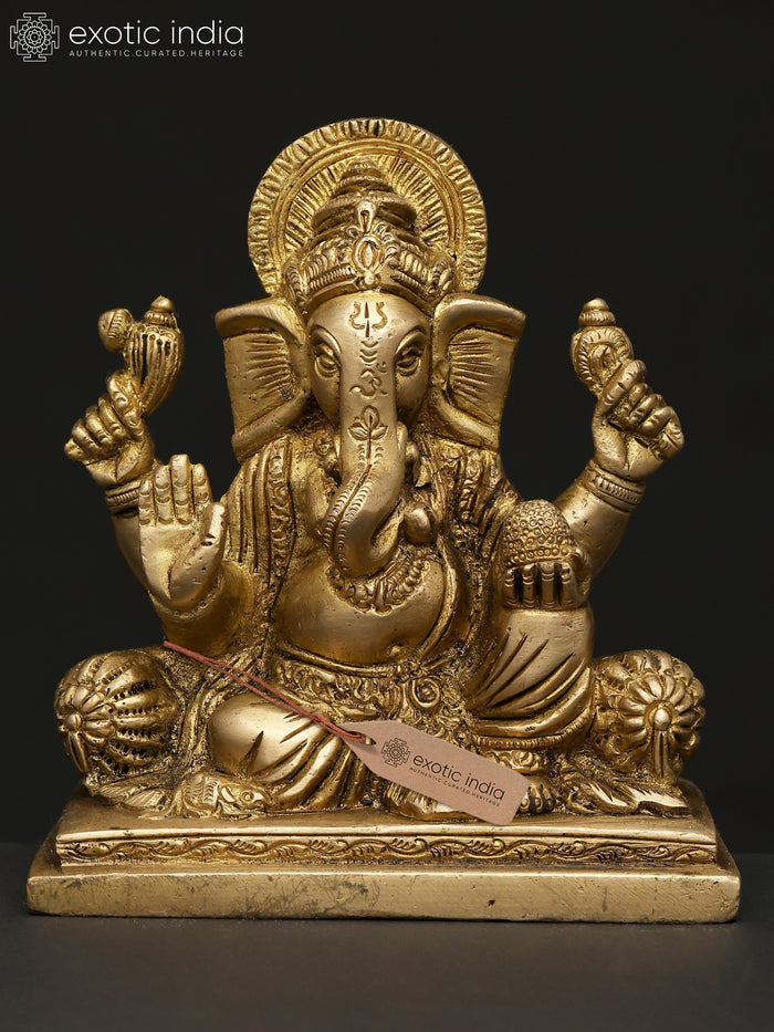 5" Blessing Lord Ganesha Handmade Brass Statue
